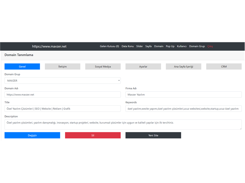 Mavzer Yazılım Proje - CMS - Çoklu Website Takibi